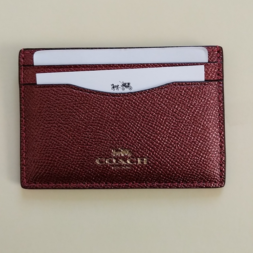 Coach matelic leather card case